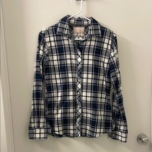 Banana Republic Navy and White Plaid Button Down Shirt